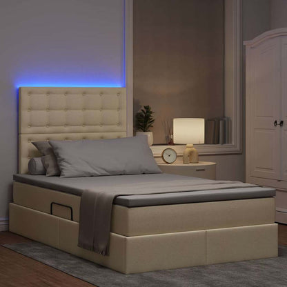 Letto con contenitore e LED Crema 120 x 190 cm Poliestere