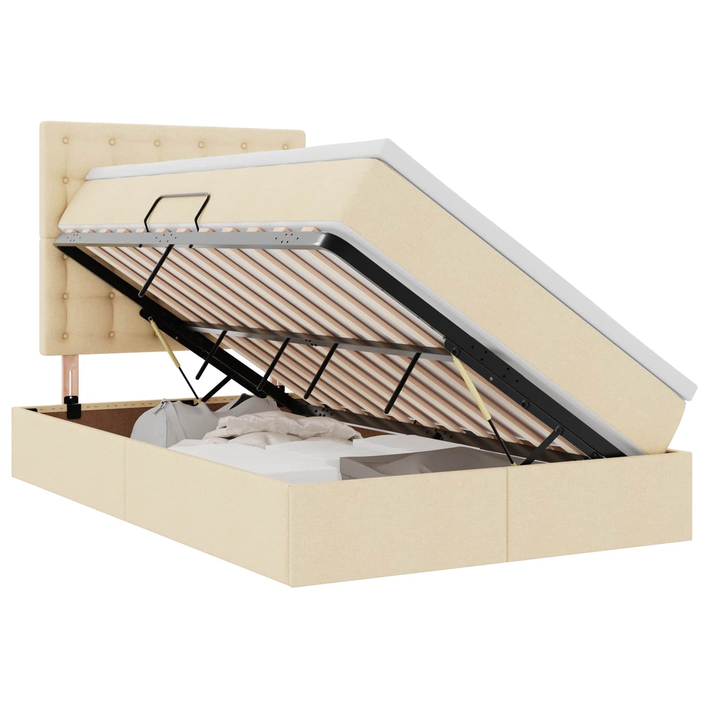 Letto con contenitore e LED Crema 120 x 190 cm Poliestere