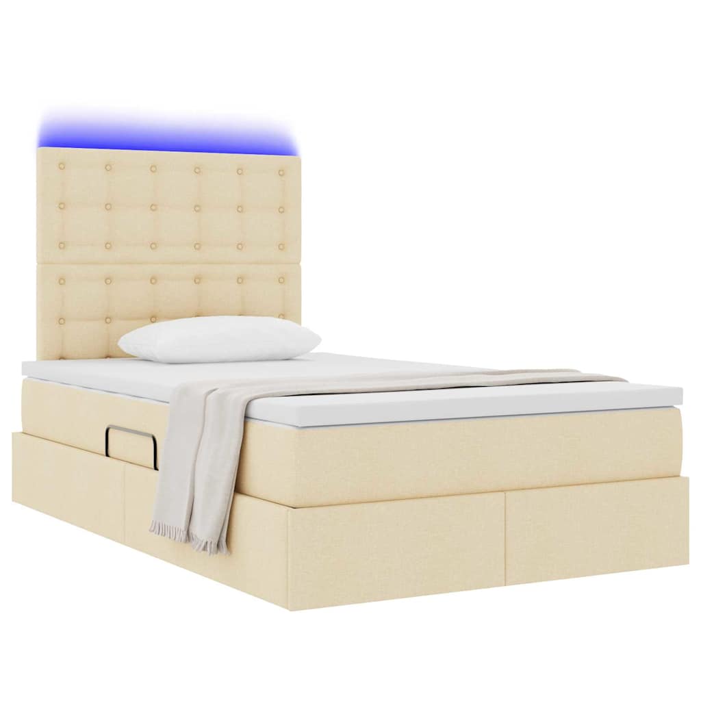 Letto con contenitore e LED Crema 120 x 190 cm Poliestere