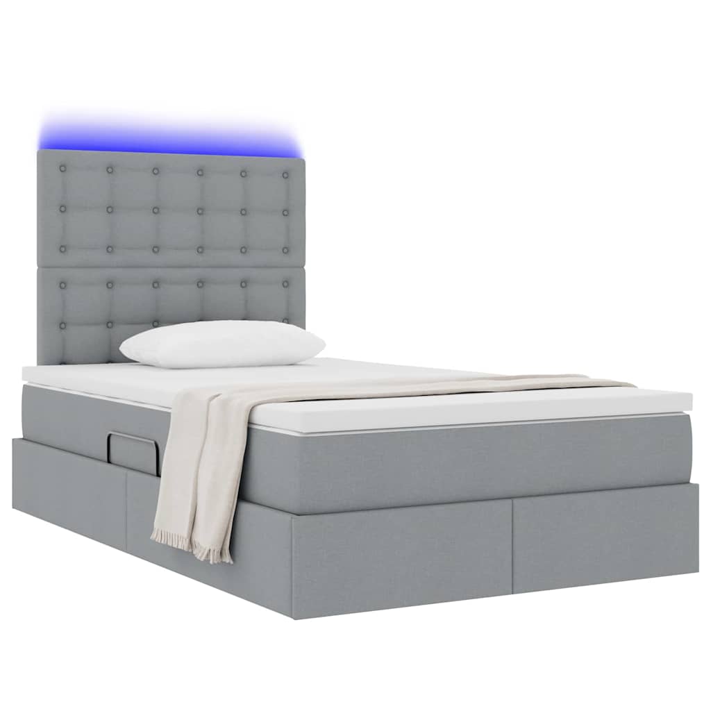 Letto con contenitore e LED con led Grigio chiaro 120 x 200 cm