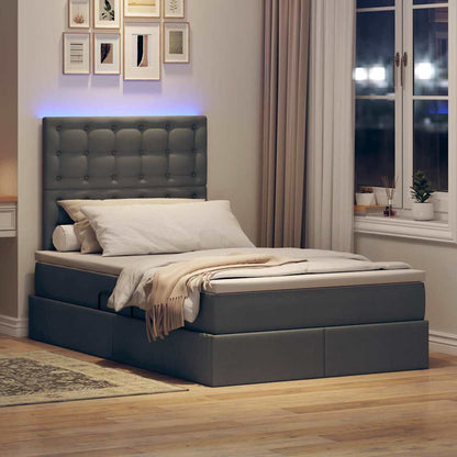 Letto con contenitore e LED con led Grigio scuro 120 x 200 cm