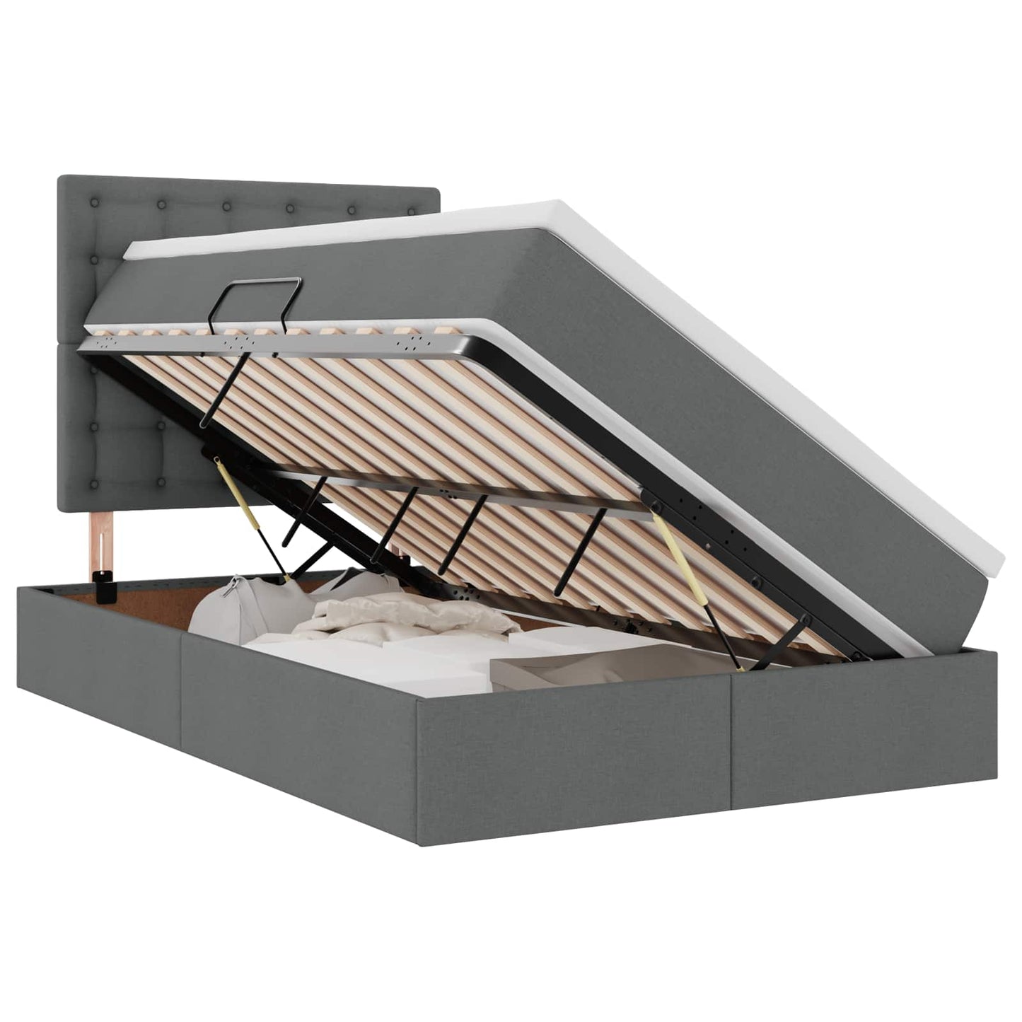 Letto con contenitore e LED con led Grigio scuro 120 x 200 cm
