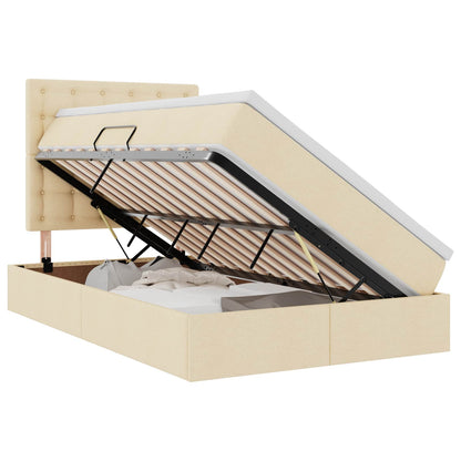 Letto con contenitore e LED Crema 120 x 200 cm Poliestere