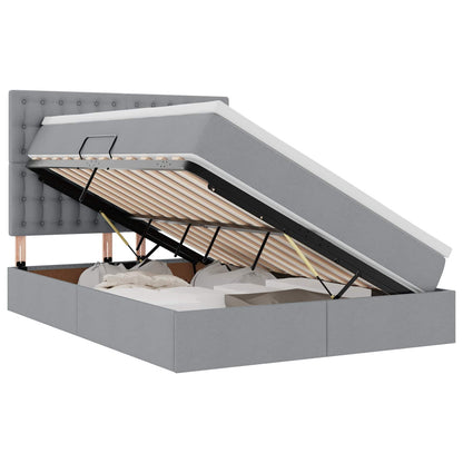 Letto con contenitore e LED con led Grigio chiaro 140 x 190 cm