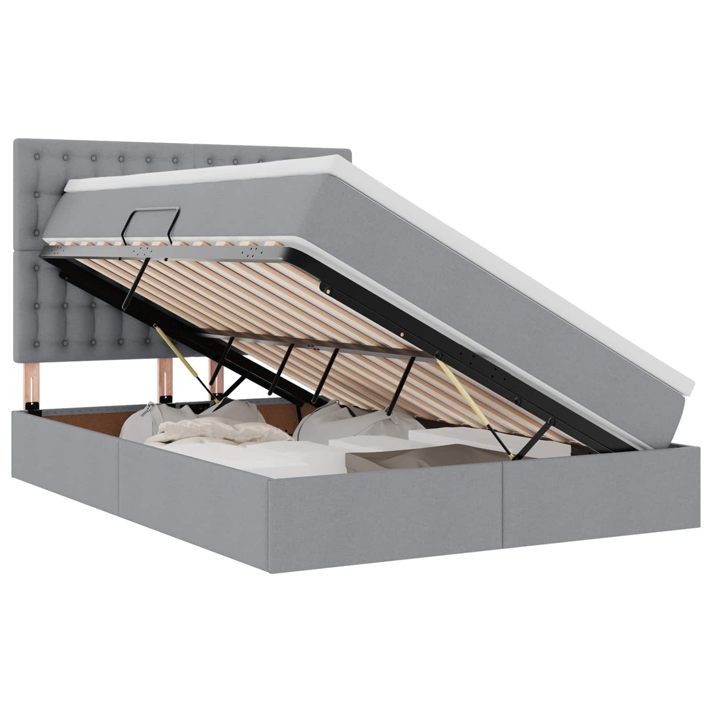 Letto con contenitore e LED con led Grigio chiaro 140 x 200 cm
