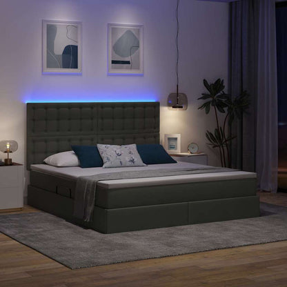 Letto con contenitore e LED con led Grigio scuro 160 x 200 cm