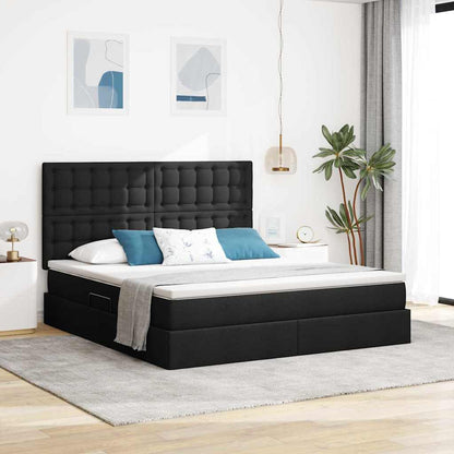 Letto con contenitore e LED Nero 160 x 200 cm Poliestere