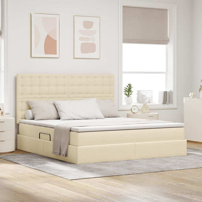 Letto con contenitore e LED Crema 160 x 200 cm Poliestere
