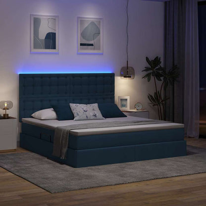 Letto con contenitore e LED con led Blu 160 x 200 cm Poliestere