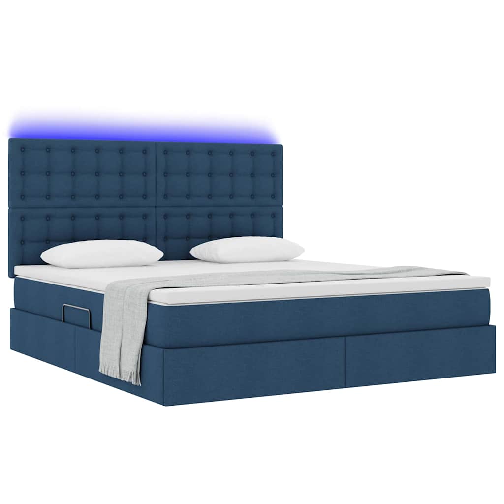 Letto con contenitore e LED con led Blu 160 x 200 cm Poliestere