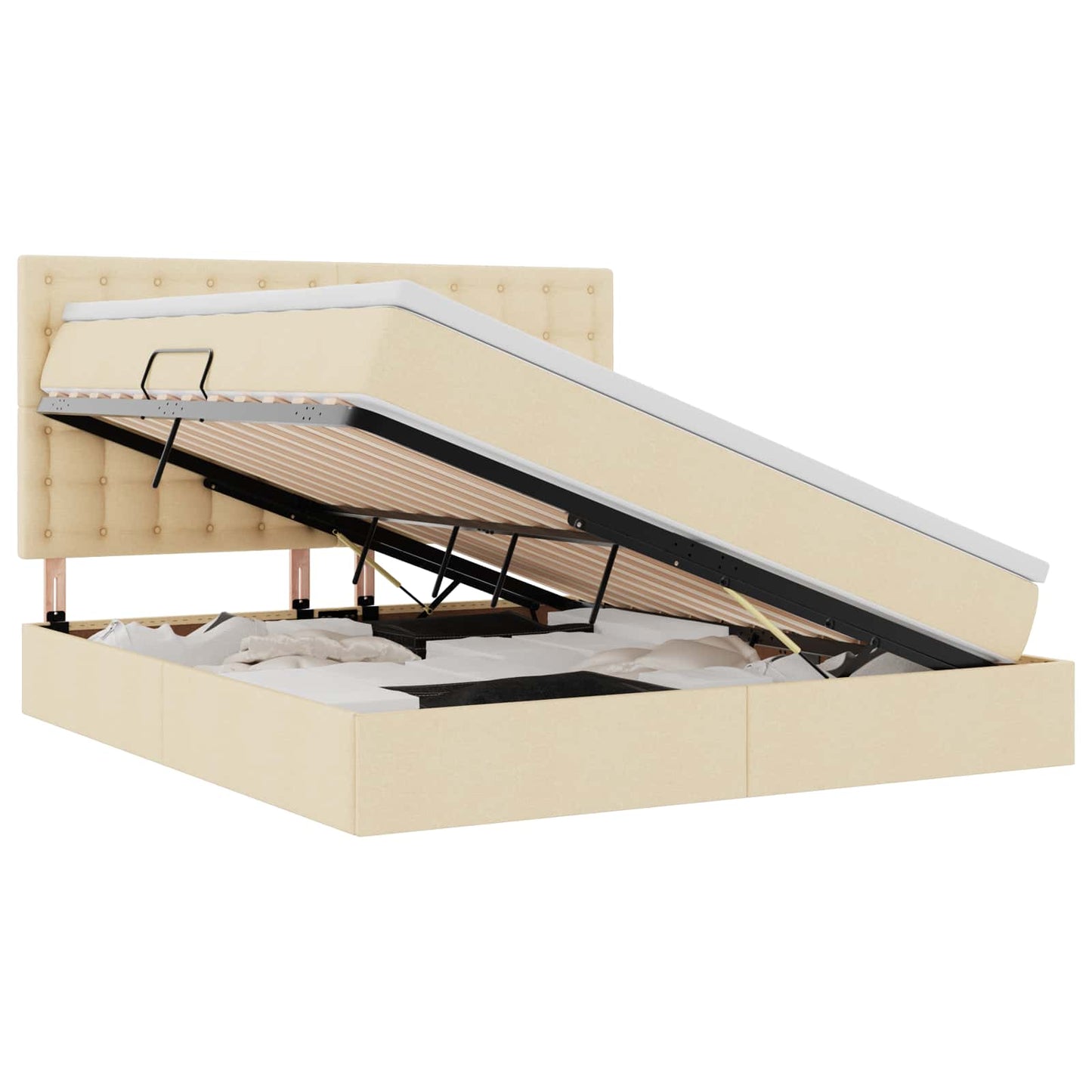 Letto con contenitore e LED Crema 180 x 200 cm Poliestere