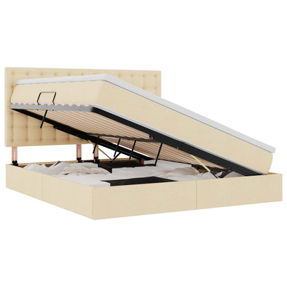 Letto con contenitore e LED Crema 180 x 200 cm Poliestere