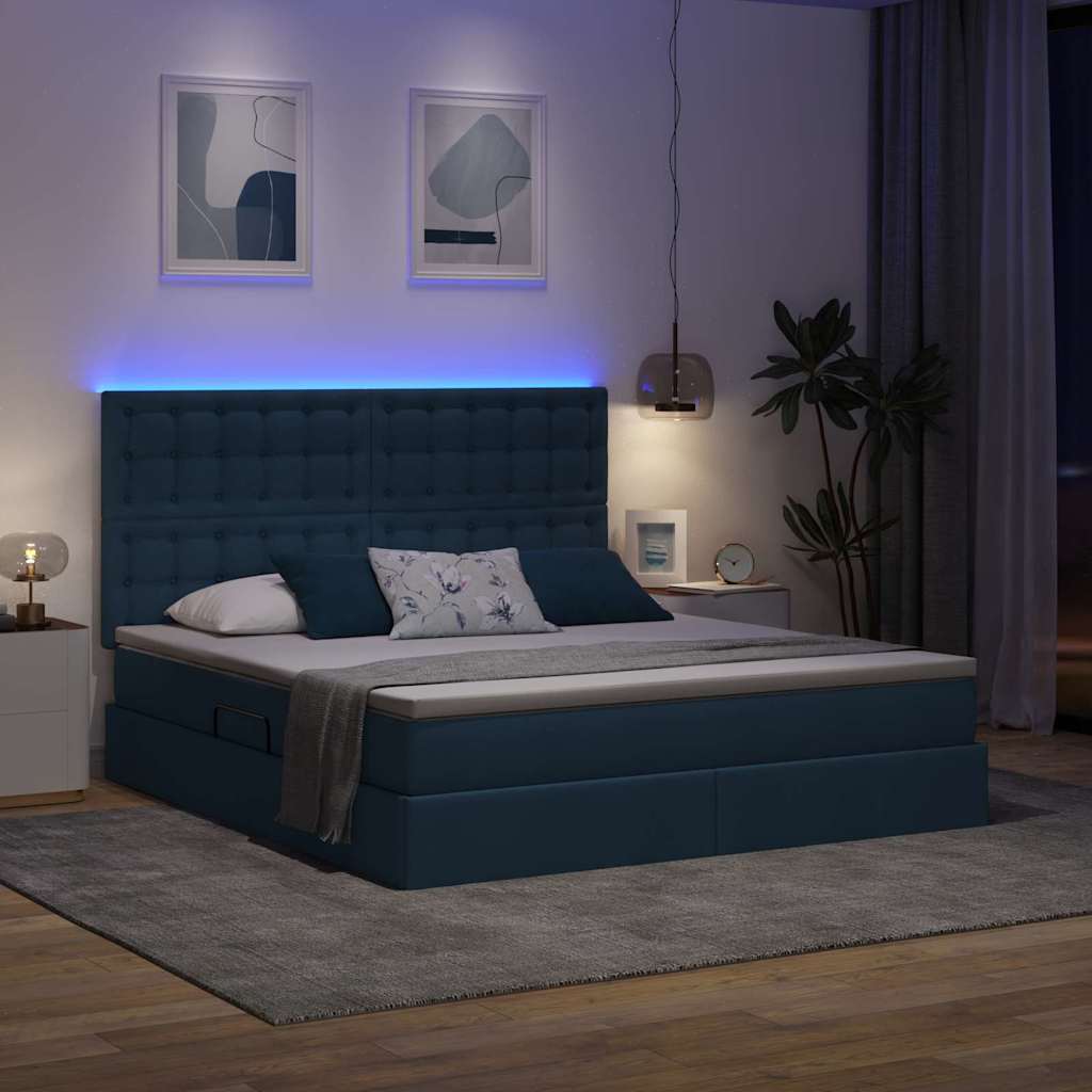 Letto con contenitore e LED con led Blu 180 x 200 cm Poliestere