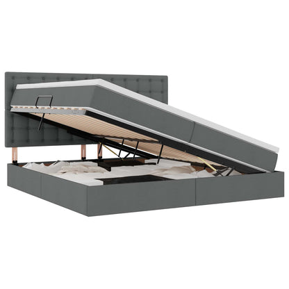 Letto con contenitore e LED con led Grigio scuro 200 x 200 cm