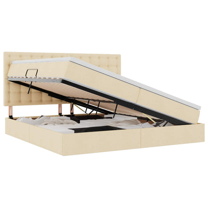 Letto con contenitore e LED Crema 200 x 200 cm Poliestere