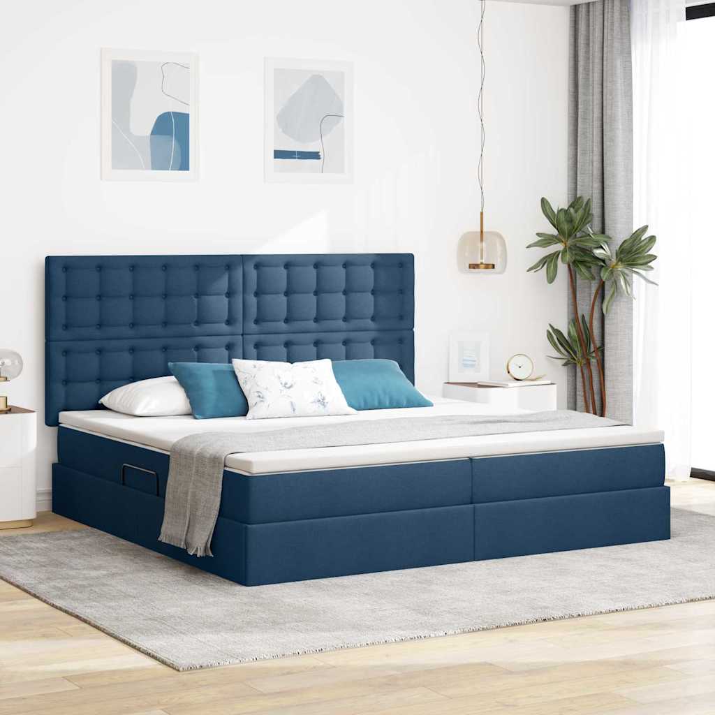 Letto con contenitore e LED con led Blu 200 x 200 cm Poliestere