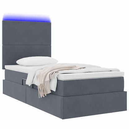 Letto con contenitore e LED Grigio scuro 100 x 200 cm Velluto