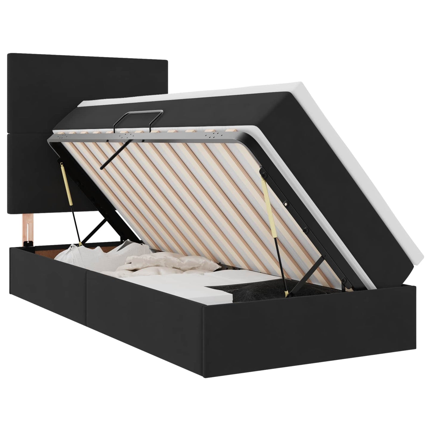 Letto con contenitore e LED con led Nero 100 x 200 cm Velluto