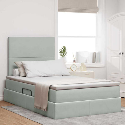 Letto con contenitore e LED Grigio chiaro 120 x 190 cm Velluto