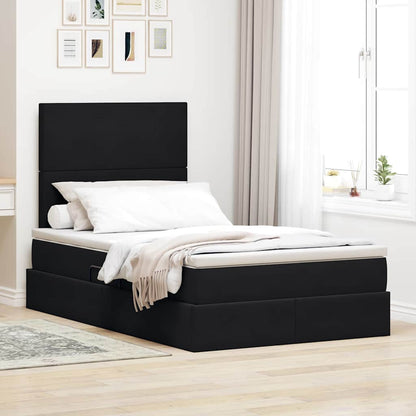 Letto con contenitore e LED con led Nero 120 x 190 cm Velluto