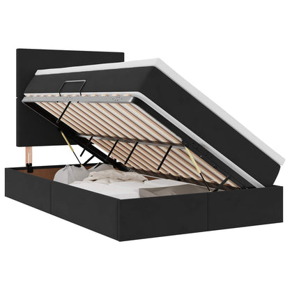 Letto con contenitore e LED con led Nero 120 x 190 cm Velluto
