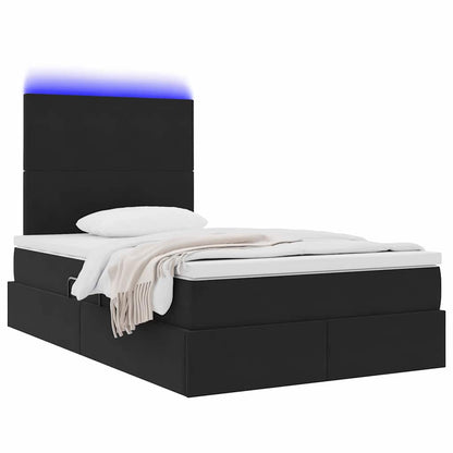 Letto con contenitore e LED con led Nero 120 x 200 cm Velluto