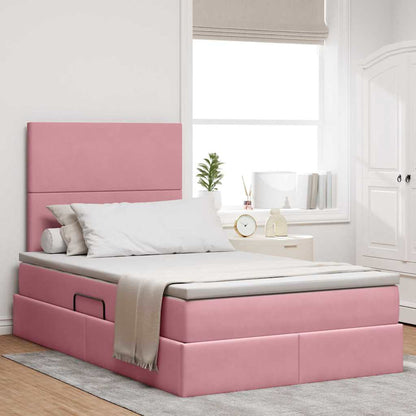 Letto con contenitore e LED con led Rosa 120 x 200 cm Velluto