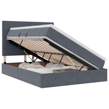 Letto con contenitore e LED Grigio scuro 140 x 200 cm Velluto
