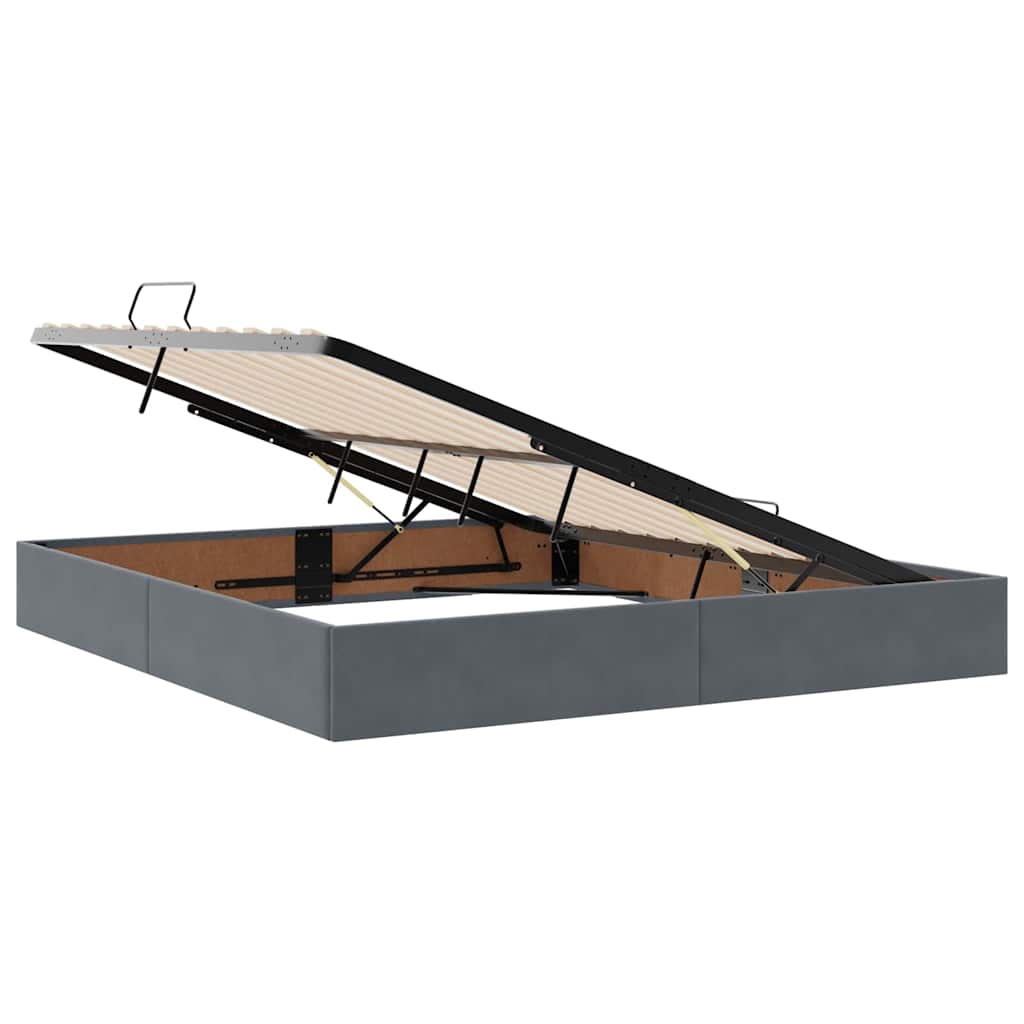Letto con contenitore e LED Grigio scuro 160 x 200 cm Velluto