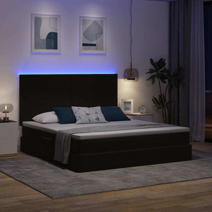 Letto con contenitore e LED con led Nero 160 x 200 cm Velluto