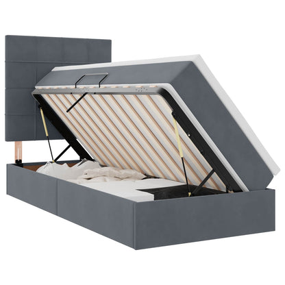 Letto con contenitore e LED Grigio scuro 90 x 190 cm Velluto