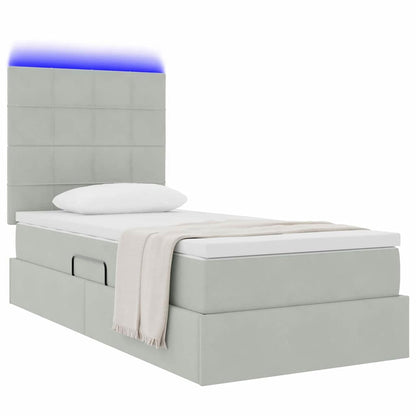 Letto con contenitore e LED Grigio chiaro 90 x 200 cm Velluto