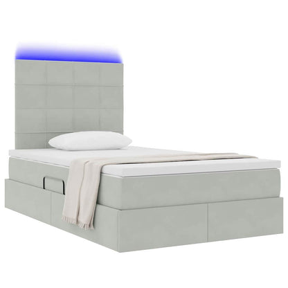 Letto con contenitore e LED Grigio chiaro 120 x 190 cm Velluto