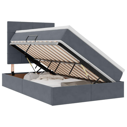 Letto con contenitore e LED Grigio scuro 120 x 190 cm Velluto