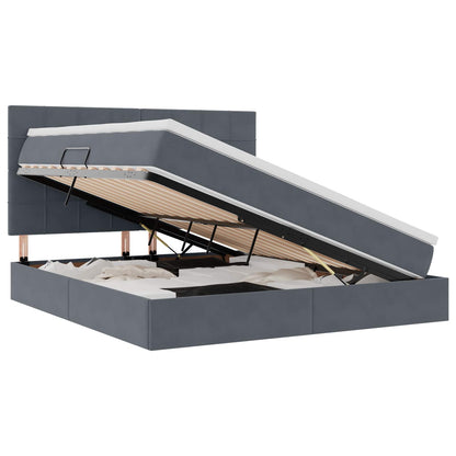 Letto con contenitore e LED Grigio scuro 160 x 200 cm Velluto