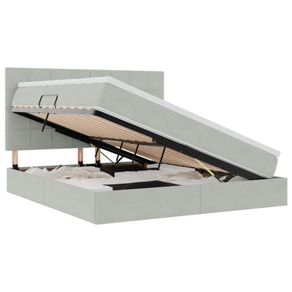 Letto con contenitore e LED Grigio chiaro 180 x 200 cm Velluto