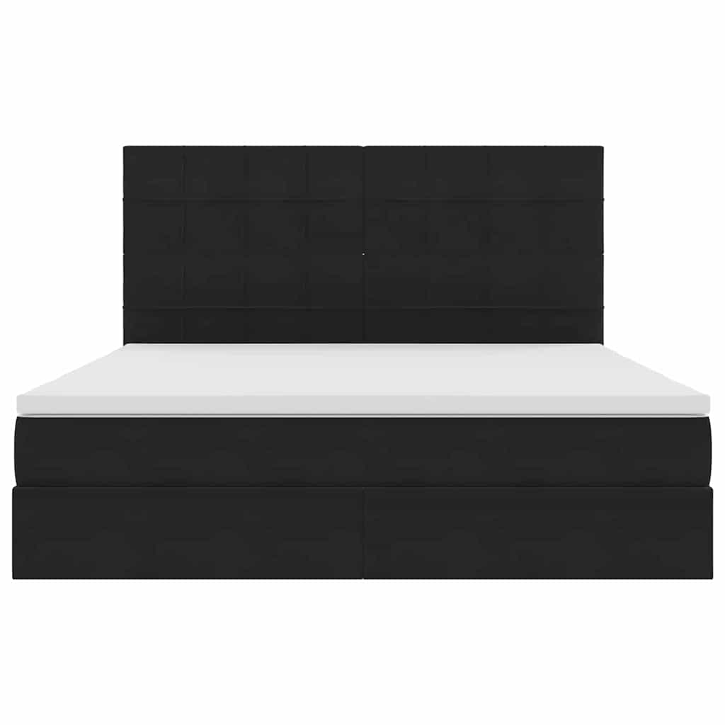 Letto con contenitore e LED con led Nero 180 x 200 cm Velluto