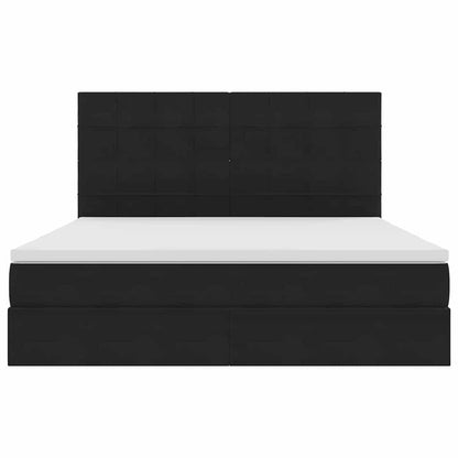 Letto con contenitore e LED con led Nero 180 x 200 cm Velluto