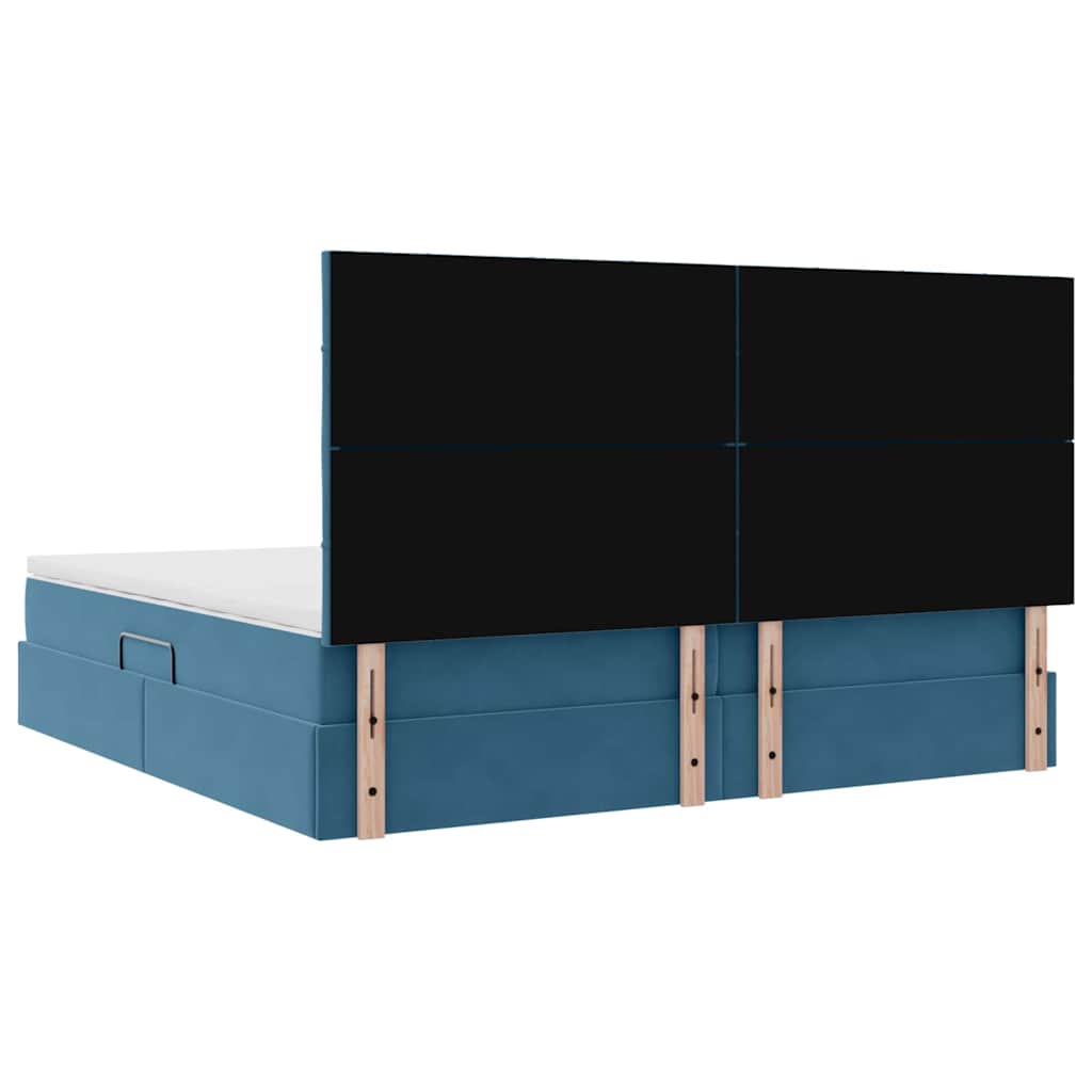 Letto con contenitore e LED Blu Scuro 200 x 200 cm Velluto