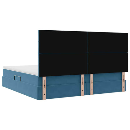 Letto con contenitore e LED Blu Scuro 200 x 200 cm Velluto