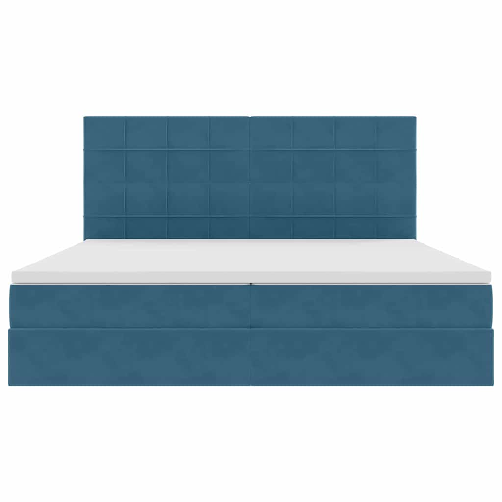Letto con contenitore e LED Blu Scuro 200 x 200 cm Velluto