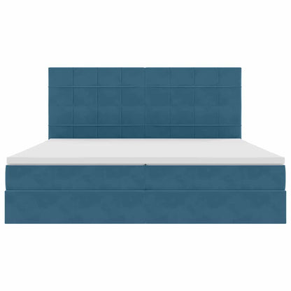Letto con contenitore e LED Blu Scuro 200 x 200 cm Velluto