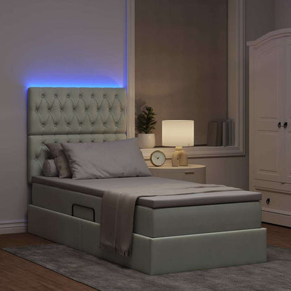 Letto con contenitore e LED Grigio chiaro 90 x 190 cm Velluto
