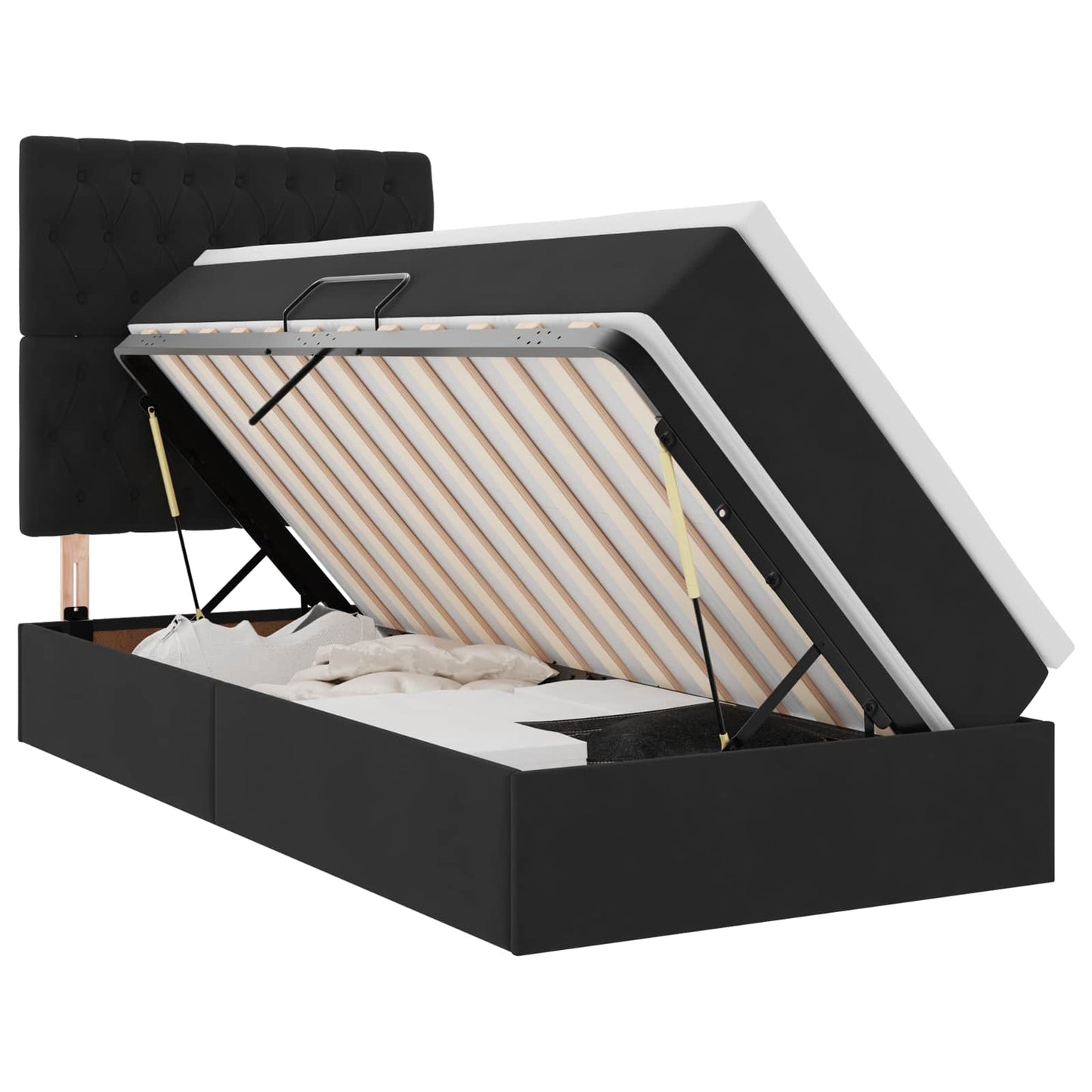 Letto con contenitore e LED con led Nero 90 x 190 cm Velluto