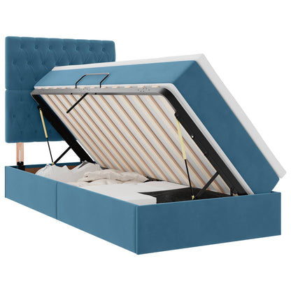 Letto con contenitore e LED Blu Scuro 90 x 190 cm Velluto