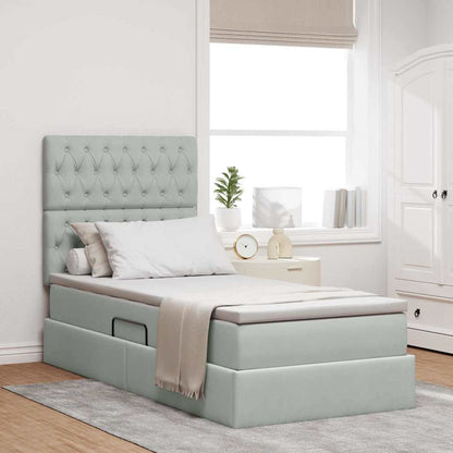 Letto con contenitore e LED Grigio chiaro 90 x 200 cm Velluto