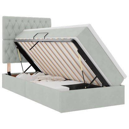 Letto con contenitore e LED Grigio chiaro 90 x 200 cm Velluto