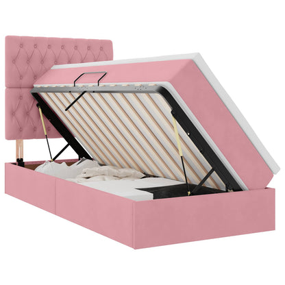 Letto con contenitore e LED con led Rosa 90 x 200 cm Velluto