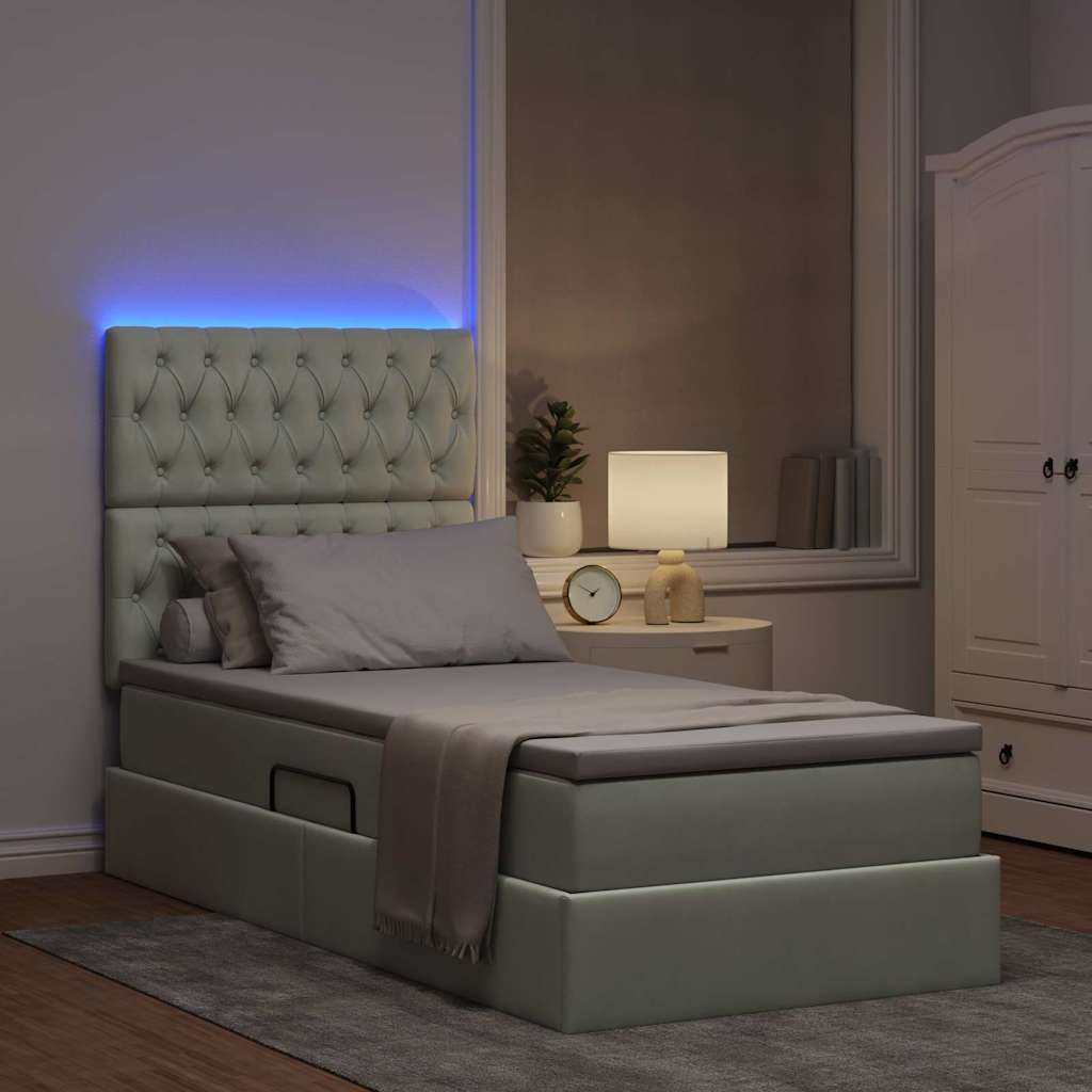 Letto con contenitore e LED Grigio chiaro 100 x 200 cm Velluto
