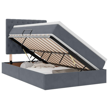 Letto con contenitore e LED Grigio scuro 120 x 190 cm Velluto